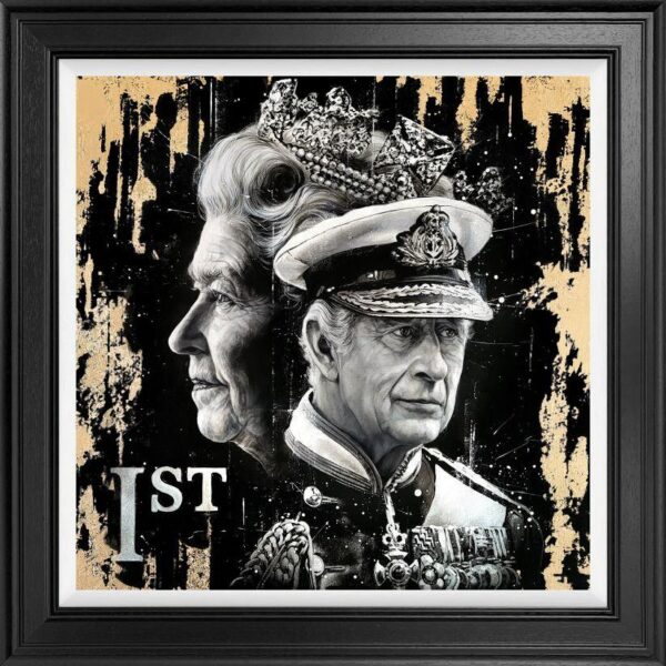 Ben Jeffery, King Charles and her late Majesty Queen Elizabeth, hand embellished with gold leaf