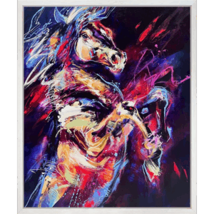 Anna Cher, a strong, noble horse in vivid colours and dynamic lines.