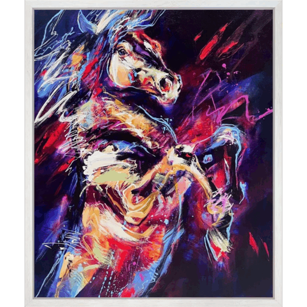 Anna Cher, a strong, noble horse in vivid colours and dynamic lines.