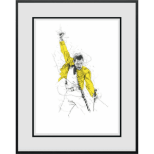 Scott Tetlow, drawing of Freddie Mercury complete with his iconic yellow jacket
