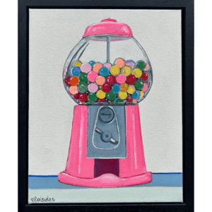 Emma Loizides, fun depiction of an American pink gumball machine