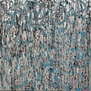 Abstract Art, Neon Noir, Abstract artwork with colours silver teal and orange