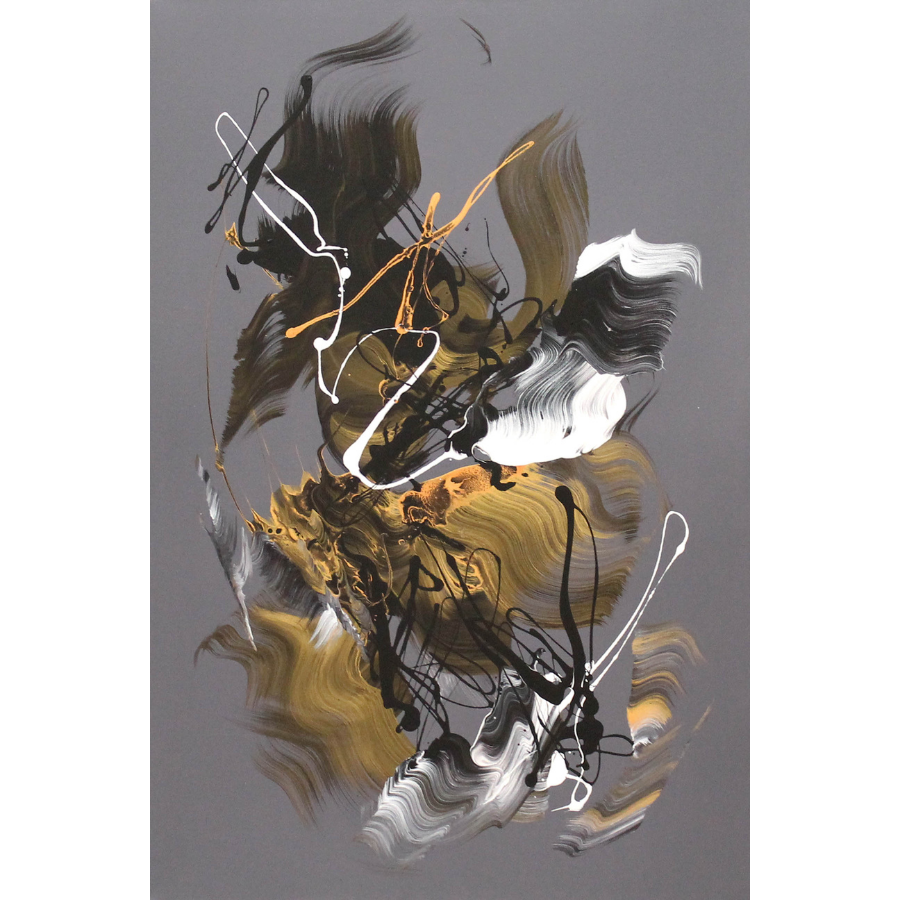 Golden Whispers, by Paresh Nrshinga. Abstract acrylic on canvas