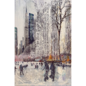 Original painting by Gill Storr, 'Skating in New York'