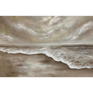 The Light Still Shines, Original oil painting by Yharnna. Serene seascape in bronze and gold