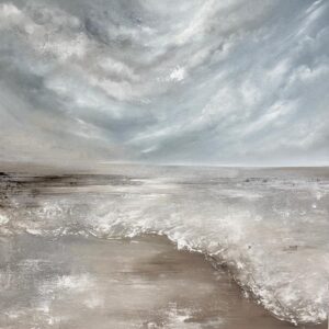 The Hope That Stayed by Yharnna. Original oil painting of a seascape with blue sky.