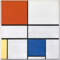 Piet Mondrian Composition in Blue Red and Yellow Abstract Art